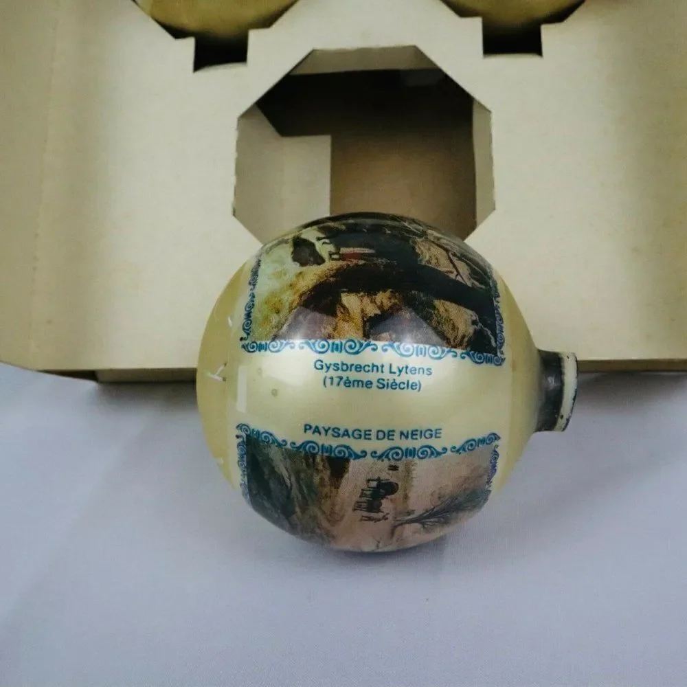 VTG Rare 3 Gysbrecht Lytens Leytens Paysage de Neige Christmas Glass Ornaments